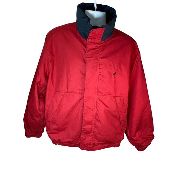 Nautica Reversible Coat Jacket Men’s Size Large Hidden Hood Navy Gray Outdoor - Picture 6 of 16